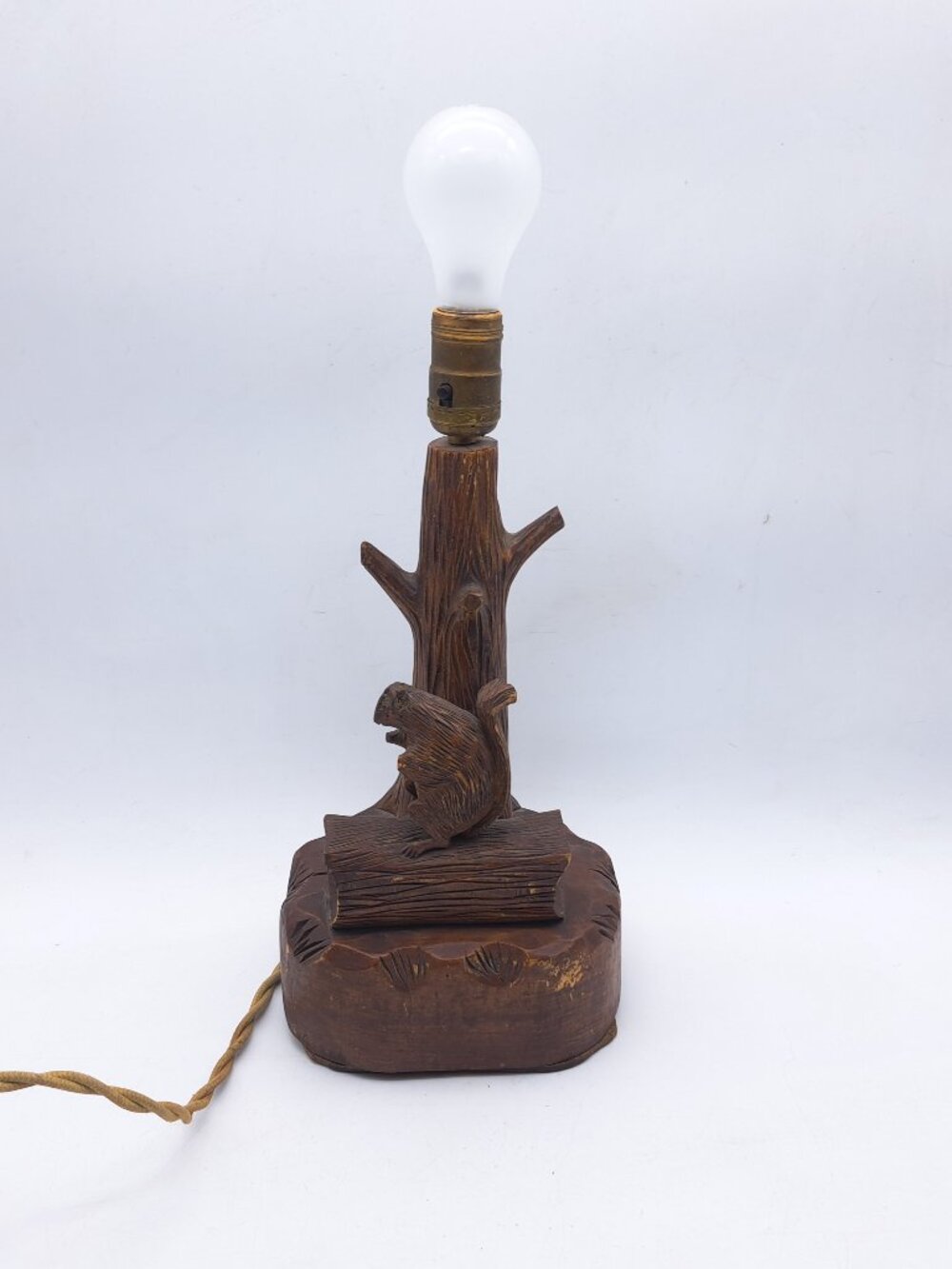 Vintage Canadian Beaver Wood Table Lamp